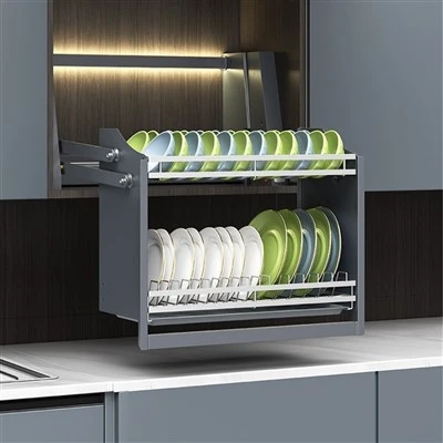 Rak Piring Keranjang Pengangkat Listrik Logam Dapur